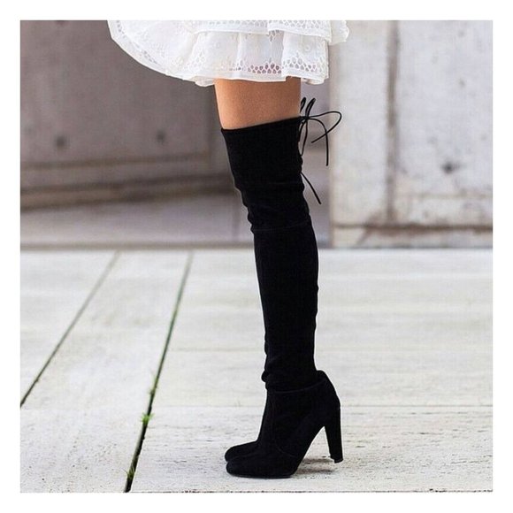 Stuart Weitzman Shoes - Stuart Weitzman Highland OTK Stretch Suede Boot Black Size 8.5 M MSRP $950 DD380